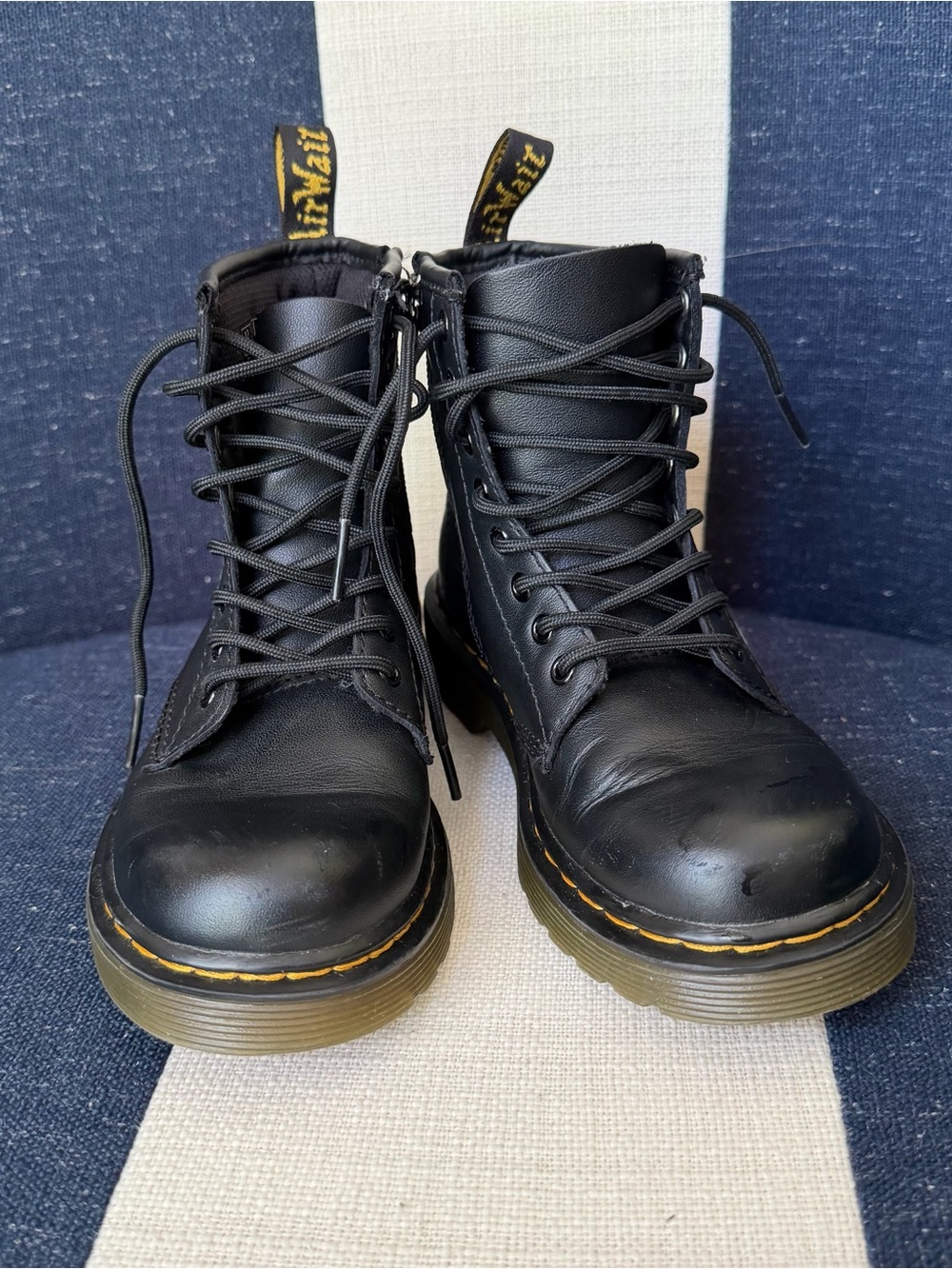 Kids Dr. DOC MARTENS Unisex 1460J Black Lace Up Boots Black Youth Size 13